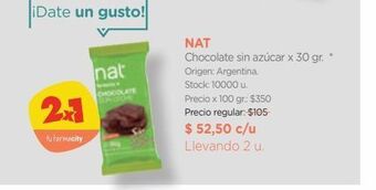 Farmacity Chocolate sin azúcar x 30 gr. oferta