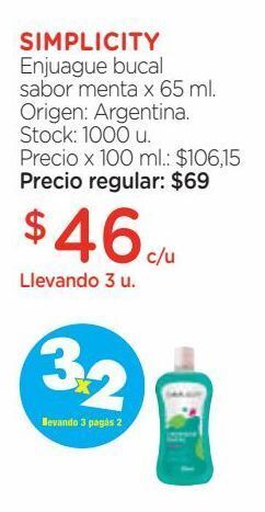 Farmacity Enjuague bucal sabor menta x 65 ml. oferta