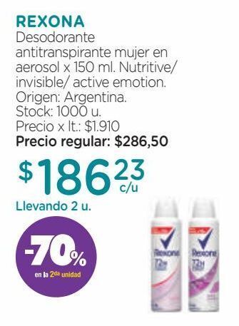 Farmacity Desodorante rexona x 150 ml oferta