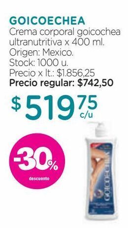 Farmacity Crema corporal goicochea x 400 ml oferta