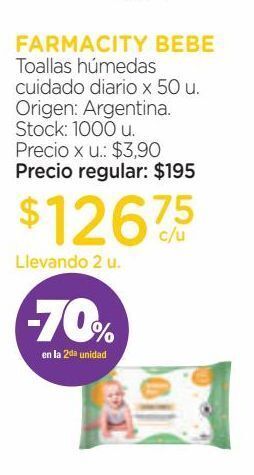 Farmacity Toallas húmedas farmacity bebé oferta