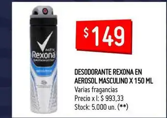 Changomas Rexona Desodorante En Aerosol Masculino X 150ml oferta