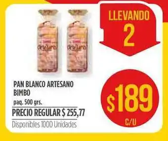 Supermercados Vea Pan Blanco Artesano Bimbo 500grs oferta