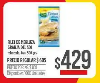 Supermercados Vea Filet De Merluza Granja Del Sol 500grs oferta