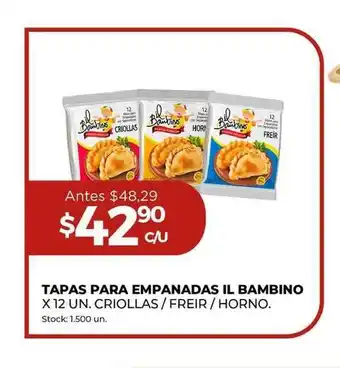 Super MAMI Tapa Para Empanadas Il Bambino x 12 Un. Criollas / Freir / Horno oferta