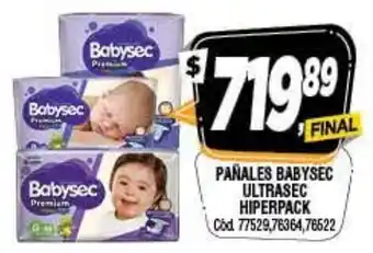 Supermercados Yaguar Pañales Babysec Ultrasec Hiperpack oferta