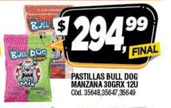 Supermercados Yaguar Pastillas Bull Dog Manzana 30gr x 12u oferta