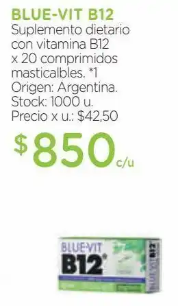 Farmacity Suplemento dietario blue-vit b12 x 20 comprimidos oferta