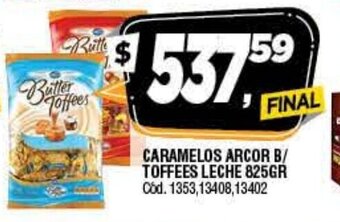 Supermercados Yaguar Caramelos Arcor B/ Toffees Leche 825gr oferta