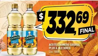 Supermercados Yaguar Aceite Cocinero Girasol Plus. A.Ole. 900 cc oferta