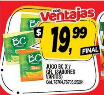 Supermercados Yaguar Jugo Bc x 7 Gr. (sabores varios) oferta