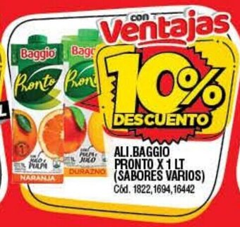 Supermercados Yaguar Ali. Baggio Pronto x 1 lt (sabores varios) oferta