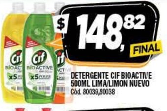Supermercados Yaguar Detergente CIF Bioactive 500ml Lima/Limon Nuevo oferta