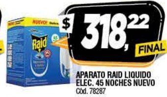 Supermercados Yaguar Aparato Raid Liquido Elec. 45 noches nuevo oferta
