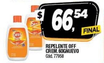 Supermercados Yaguar Repelente Off Crem. 60g nuevo oferta