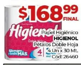 Diarco Higienol Papel Higiénico Pétalos Doble Hoja 4unx30mt oferta