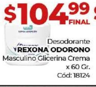 Diarco Rexona Odorono Desodorante Masculino Glicerina Crema x 60gr oferta