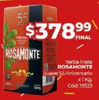 Diarco Rosamonte Yerba Mate Suave 55 Aniversario x 1kg oferta