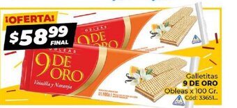 Diarco 9 De Oro Galletitas Obleas x 100 Gr. oferta