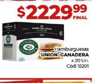 Diarco Union Ganadera Hamburguesas x 20 Un oferta