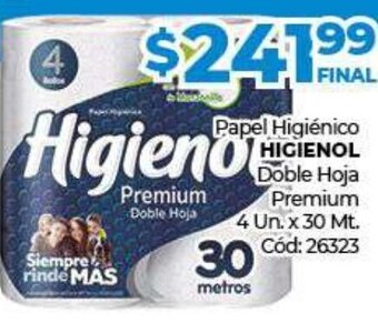 Diarco Higienol Papel Higienico Doble Hoja Premium 4 Un. x 30 Mt. oferta