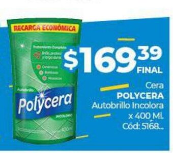 Diarco Polycera Cera Autobrillo Incolora x 400 Ml. oferta