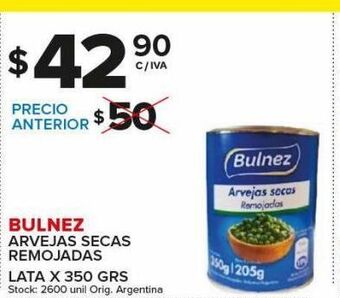 Arvejas secas remojadas bulnez lata 350g
