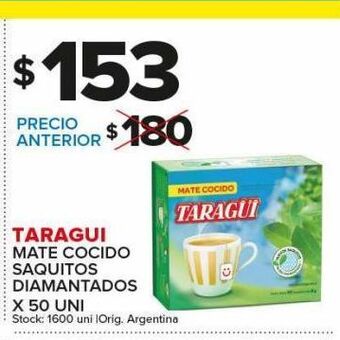Carrefour Maxi Mate cocido taraguí saquito diamantado 50uni oferta