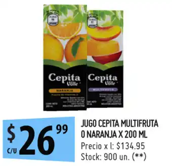 Punto Mayorista Cepita Mutifruta o Naranja Jugo x 200ml oferta