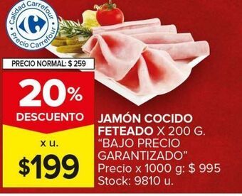 Carrefour Maxi Jamón cocido feteado oferta