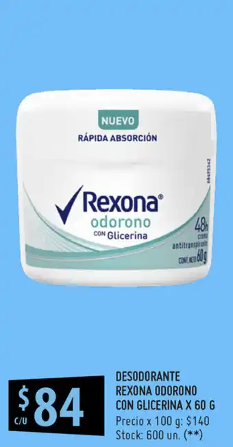 Punto Mayorista Rexona Odorono Con Glicerina Desodorante x 60g oferta