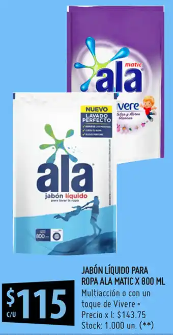 Punto Mayorista Ala Matic Jabón Líquido Para Ropa x 800ml oferta