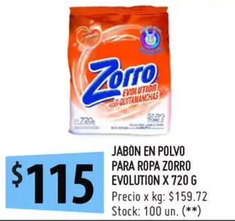 Punto Mayorista Zorro Evolution Jabón En Polvo Para Ropa x 720g oferta