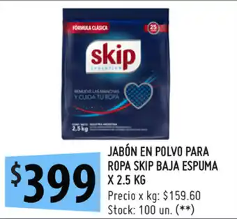 Punto Mayorista Skip Baja Espuma Jabón En Polvo Para Ropa x 2.5kg oferta