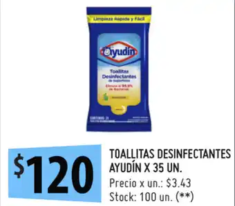 Punto Mayorista Ayudín Toallitas Desinfectantes x 35un. oferta