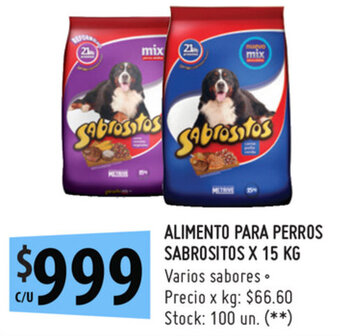 Punto Mayorista Sabrositos Alimento Para Perros x 15kg oferta