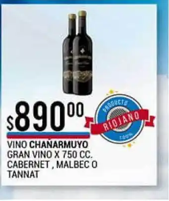 Supermercados Mayor Chañarmuyo Gran Vino Cabernet Malbec O Tannat Vino x 750cc. oferta