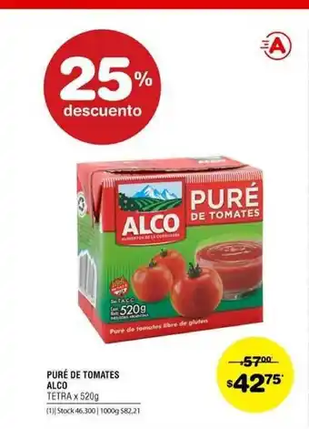 Atomo Conviene Alco Puré De Tomates Tetra x 520g oferta