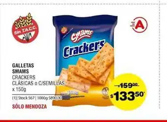 Atomo Conviene Smams Crackers Clásicas O C/Semillas Galletas x 150g oferta