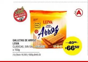 Atomo Conviene Leiva Galletas De Arroz x 150g oferta