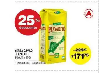 Atomo Conviene Playadito Yerba C/Palo Suave x 500g oferta