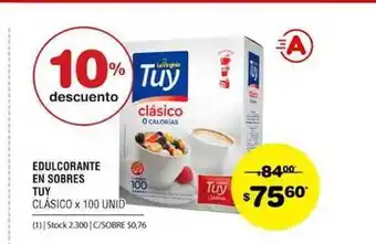 Atomo Conviene Tuy Edulcorante En Sobres Clásico x 100 unid. oferta