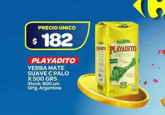 Carrefour Maxi Yerba Mate Playadito Suave C/Palo x 500grs oferta