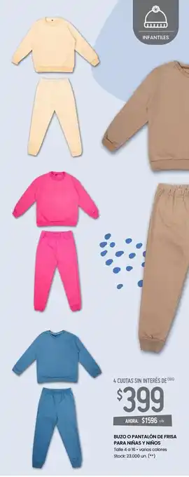 Changomas Buzo o pantalón de frisa para niñas y niños oferta