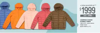 Changomas Camperas livianas de niñas y niños oferta
