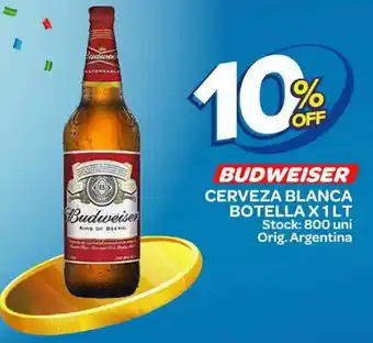 Carrefour Maxi Budweiser Cerveza Blanca Botella x 1 Lt. oferta