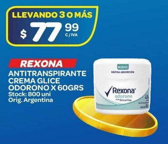 Carrefour Maxi Rexona Antitranspirante Crema Glice Odorono x 60grs oferta