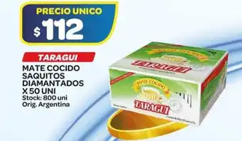 Carrefour Maxi Taragui Mate Cocido Saquitos Diamantados x 50 uni oferta