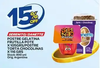 Carrefour Maxi Serenito/ Danette Postre Gelatina Frutilla Pote x 105grs/Postre Torta Chocolinas x 116grs oferta