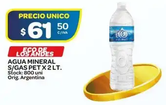 Carrefour Maxi Eco De Los Andes Agua Mineral S/Gas Pet x 2 Lt. oferta